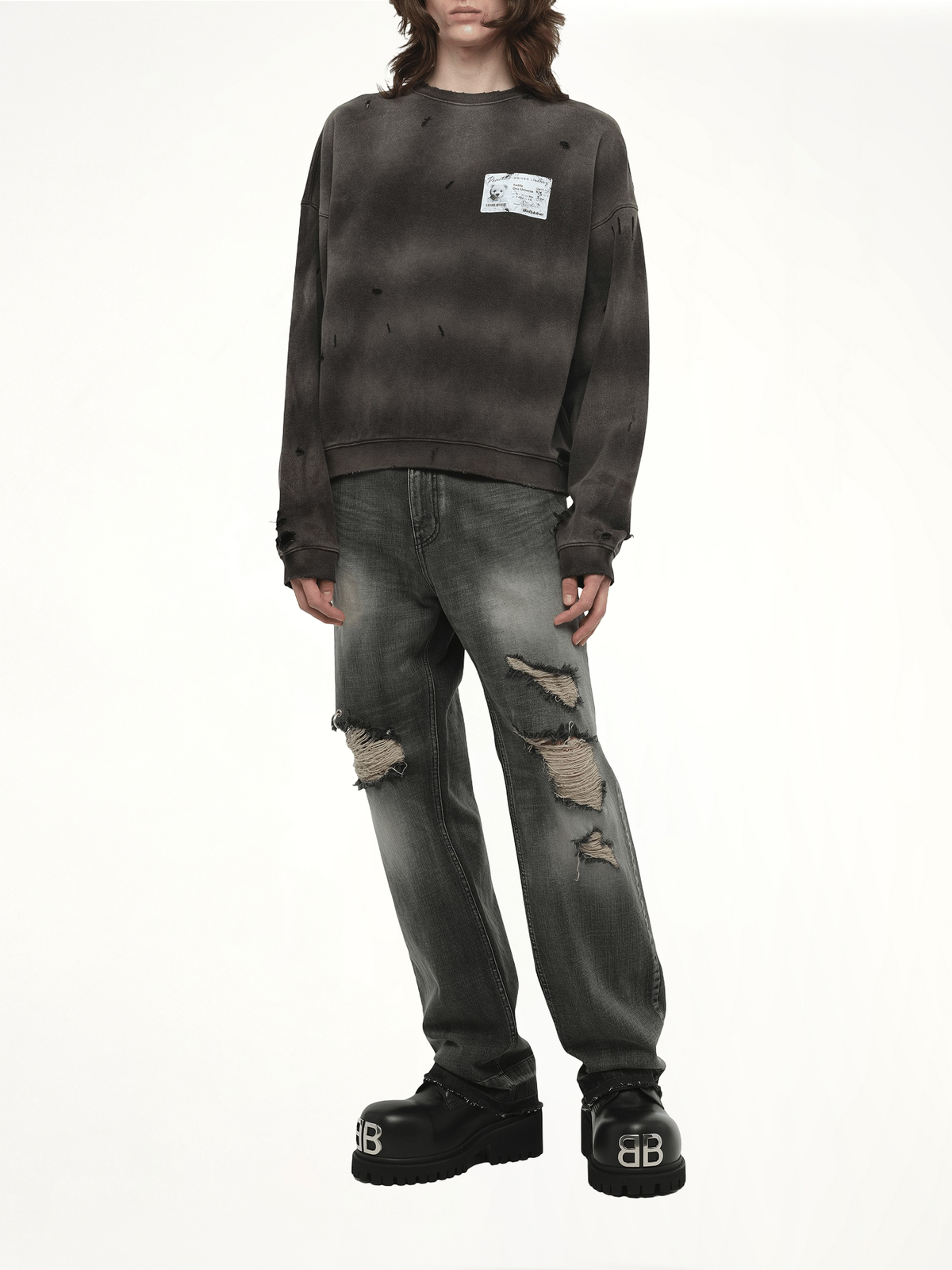 Peaches Print Sweatshirt in Charcoal