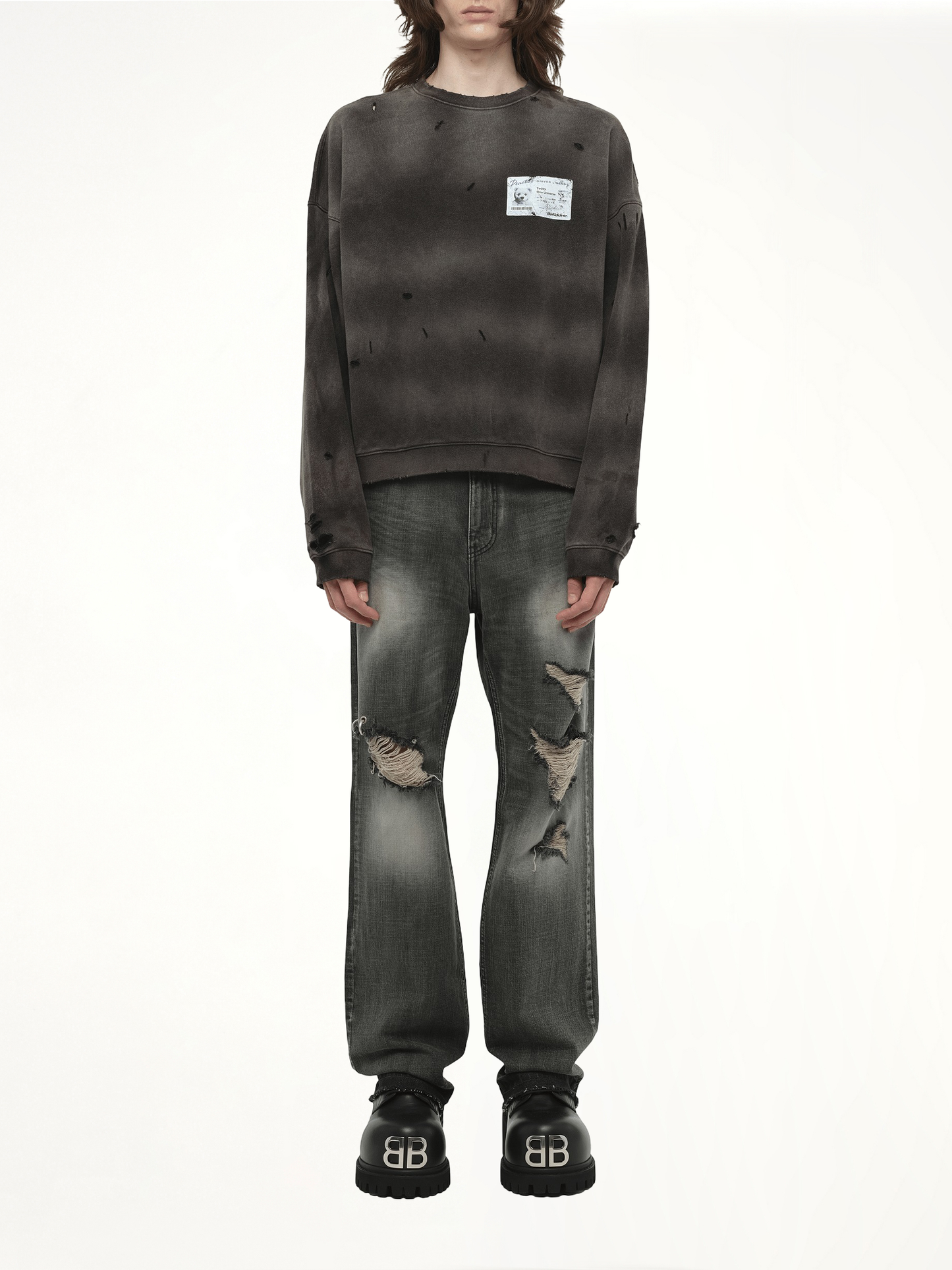 Peaches Print Sweatshirt in Charcoal