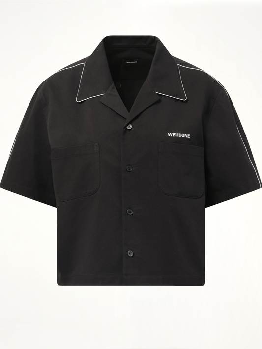 Short-Sleeved Convertible Shirt in Black