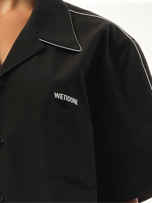 Short-Sleeved Convertible Shirt in Black