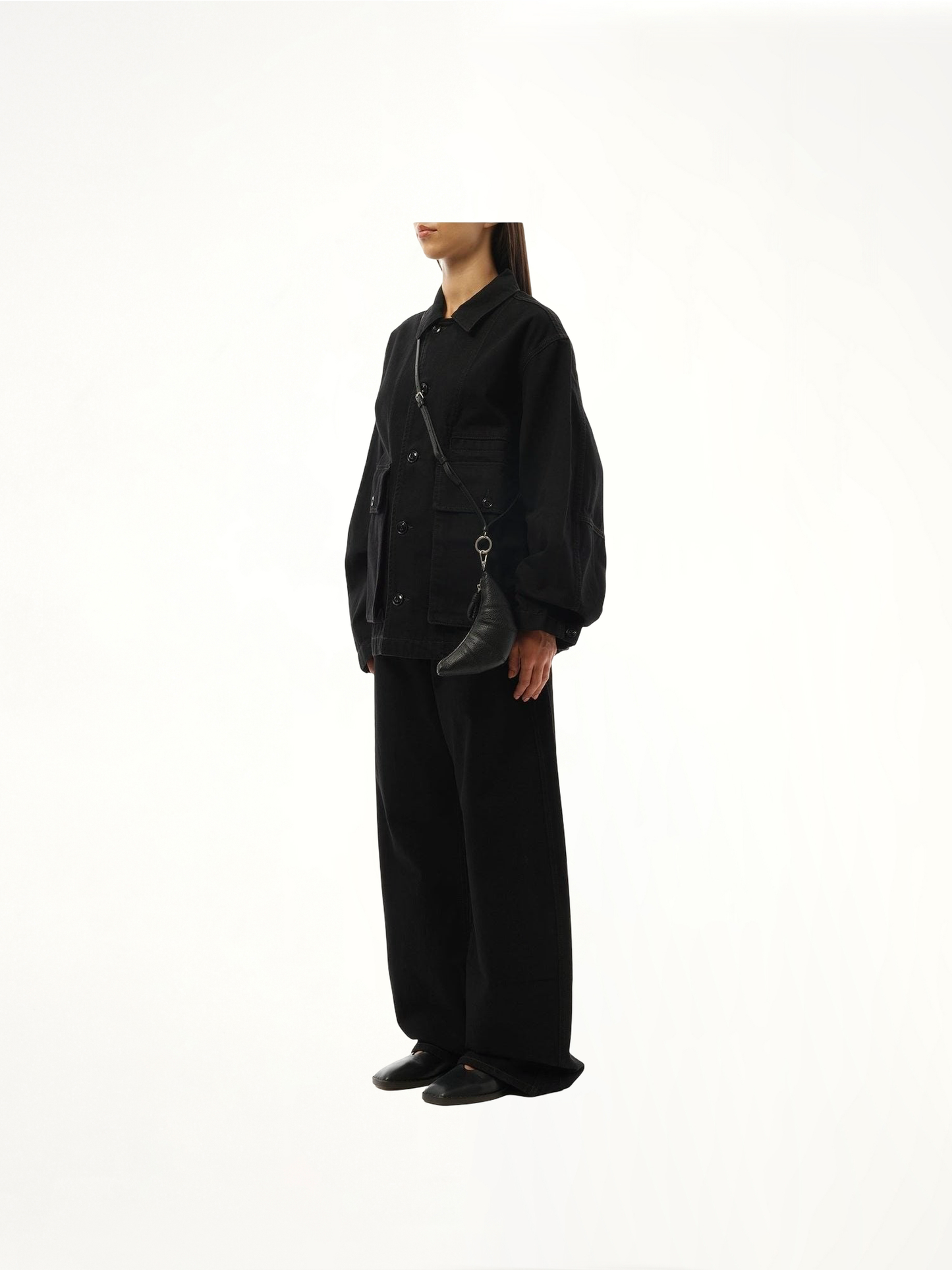 Crossbody Croissant Coin Purse in Black