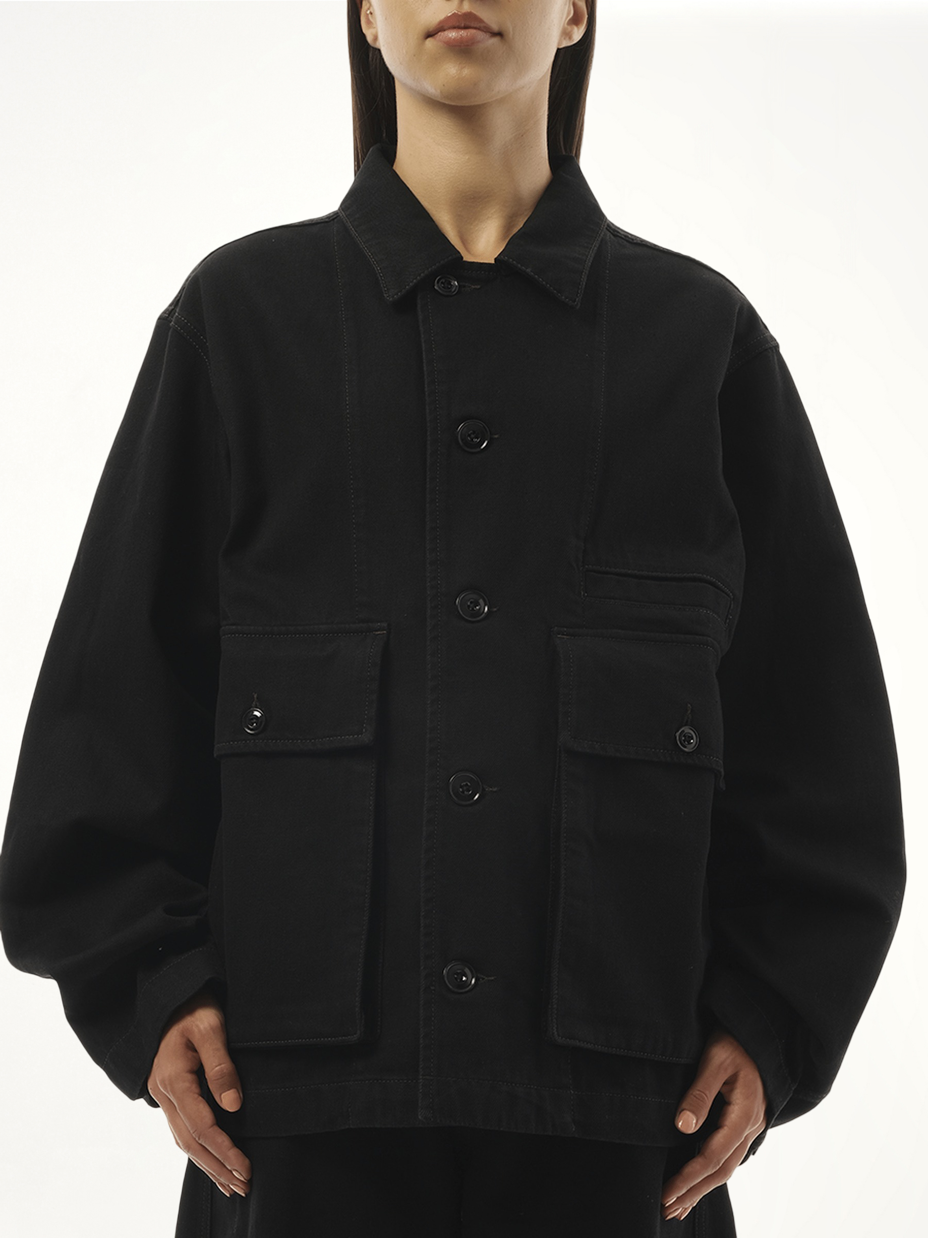 Boxy Denim Jacket in Black