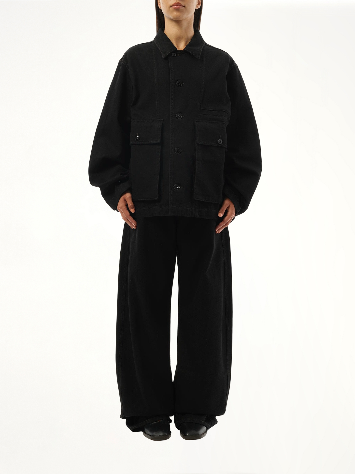 Boxy Denim Jacket in Black