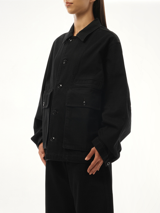 Boxy Denim Jacket in Black