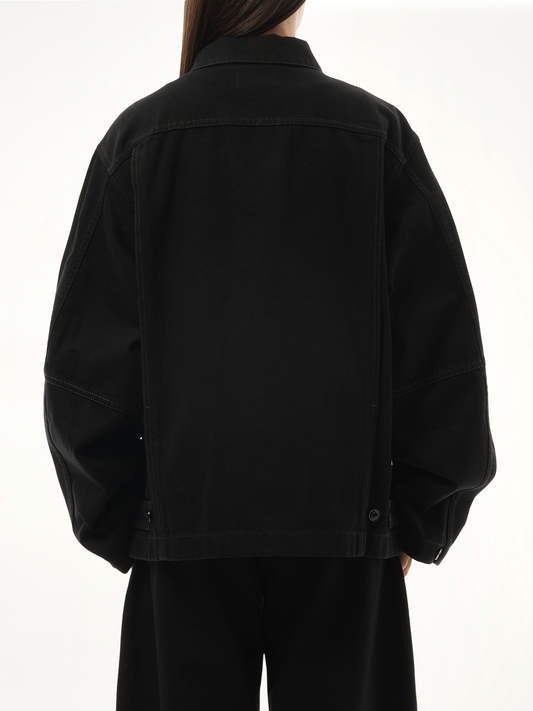 Boxy Denim Jacket in Black