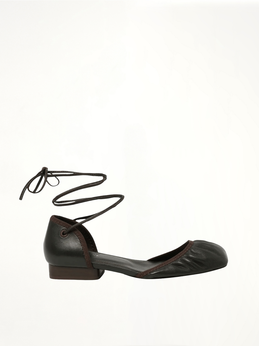 Micro Ballerina Flat in Dark Chocolate Side View | LEMAIRE