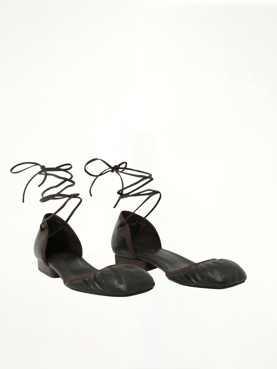 Micro Ballerina Flat in Dark Chocolate Front View | LEMAIRE