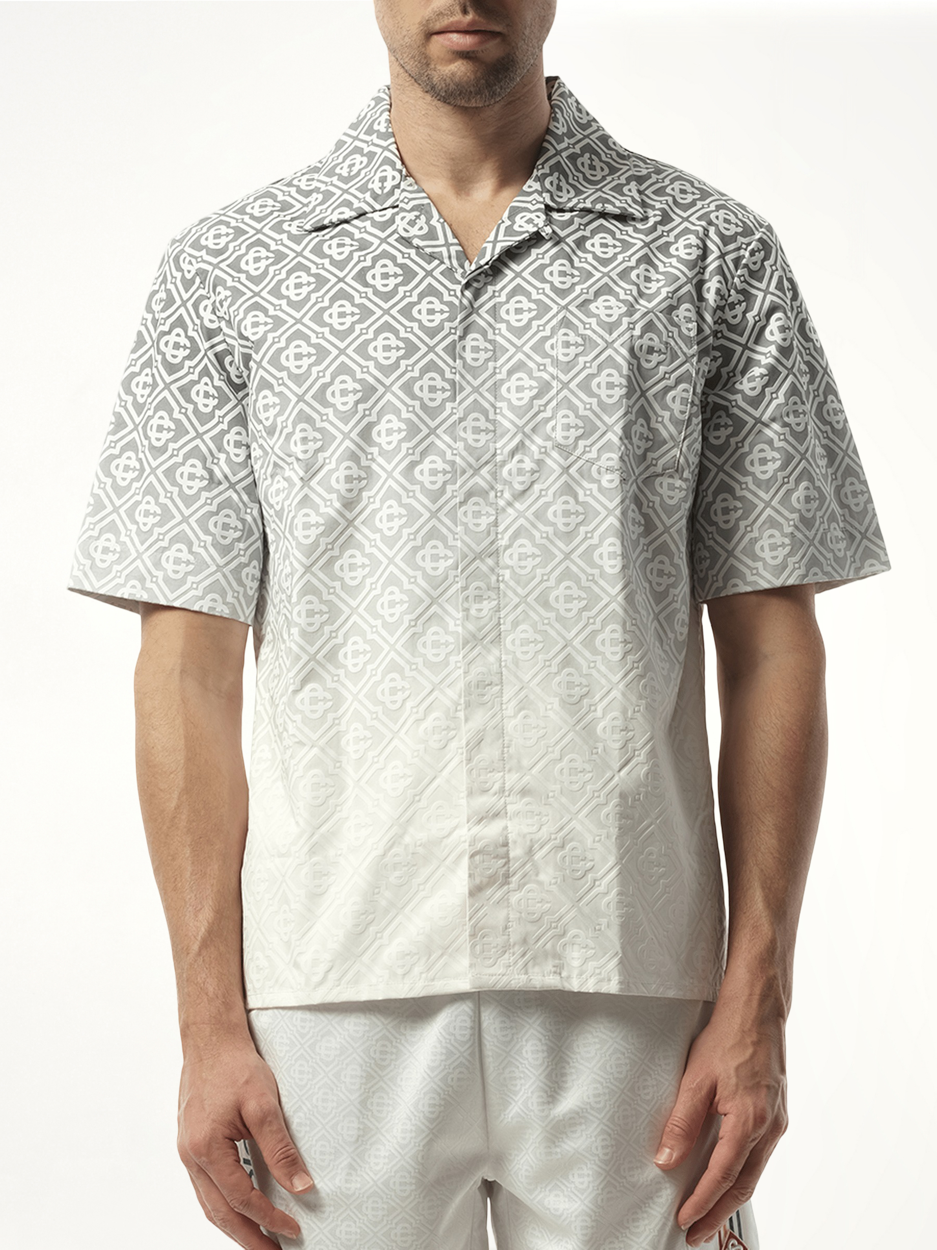 Short Sleeve Cuban Collar Shirt in Grey