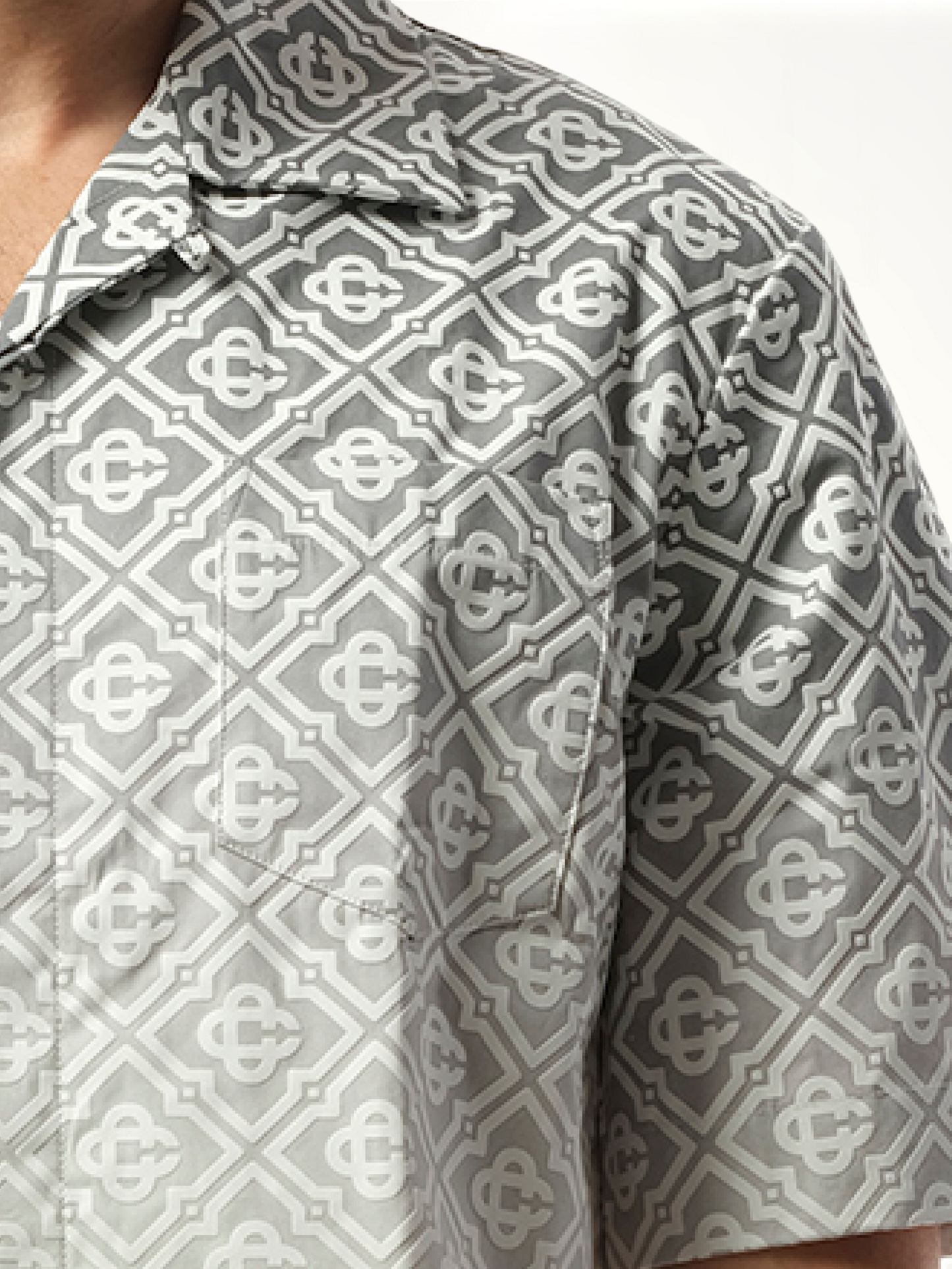 Short Sleeve Cuban Collar Shirt in Grey