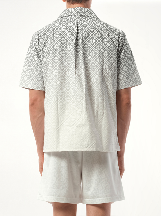 Short Sleeve Cuban Collar Shirt in Grey