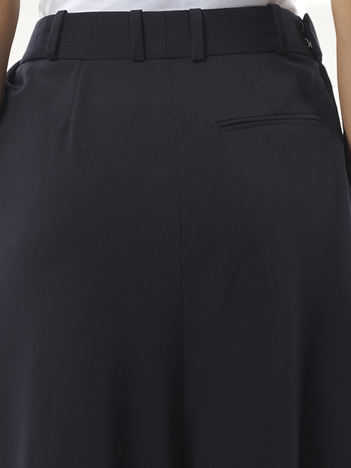 Cropped Draped Trouser in Dark Navy Blue