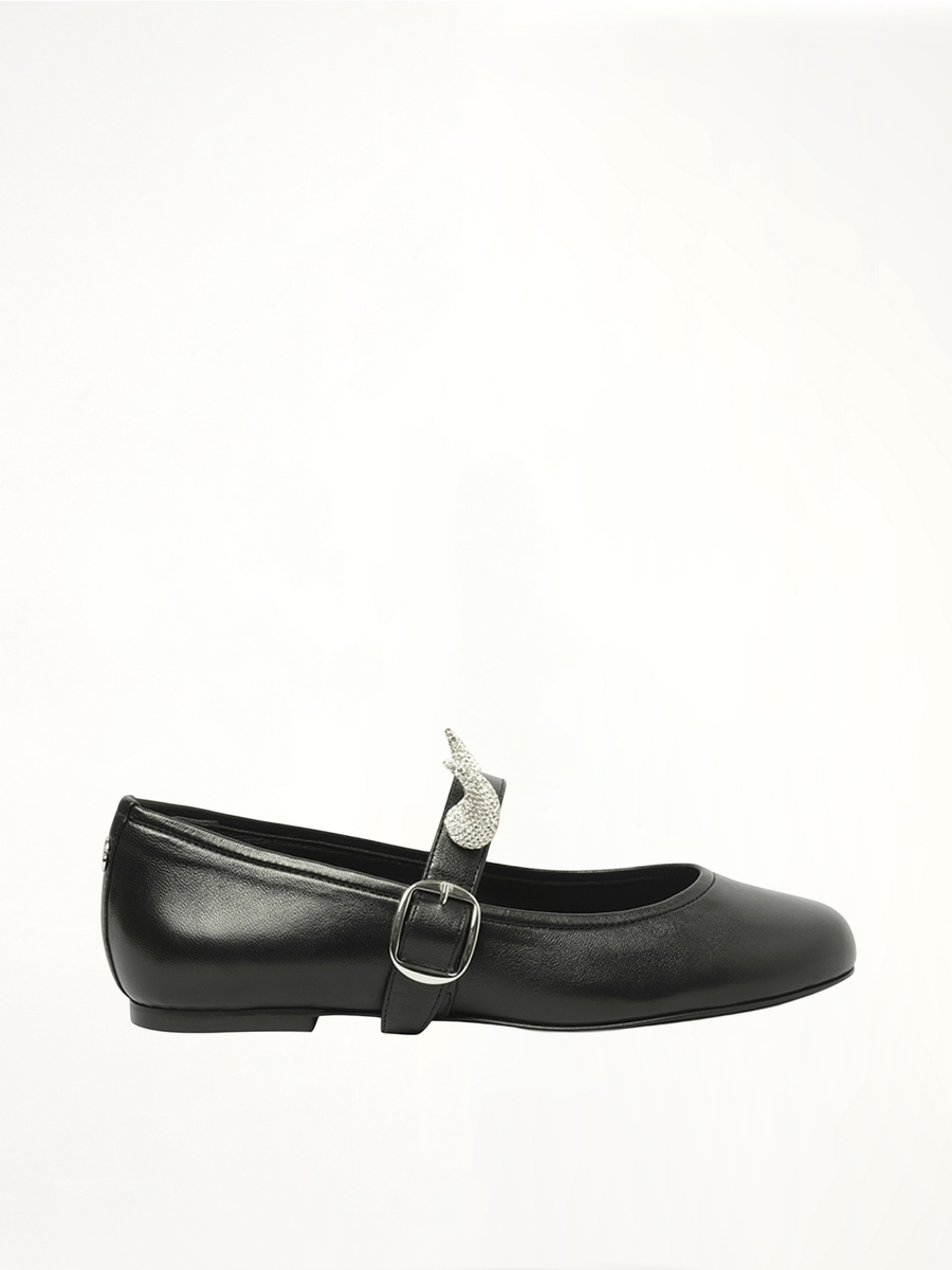 Disney x Coperni Horn Ballerina Belt Flat in Black Side View | COPERNI