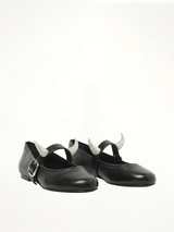 Disney x Coperni Horn Ballerina Belt Flat in Black Front View | COPERNI