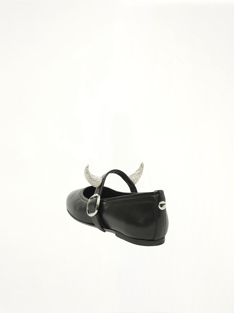 Disney x Coperni Horn Ballerina Belt Flat in Black Back View | COPERNI