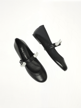 Disney x Coperni Horn Ballerina Belt Flat in Black Top View | COPERNI