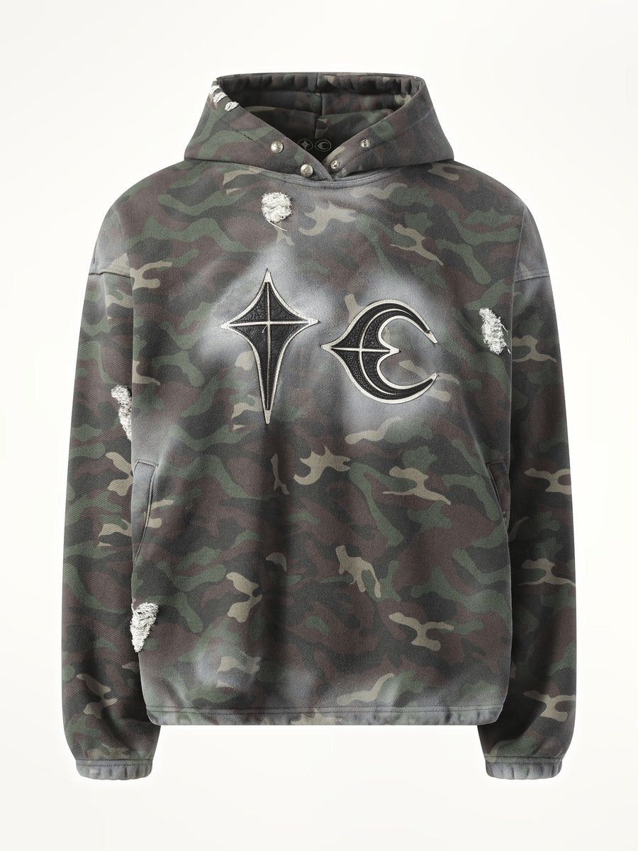 Thug Club Sprayed Camoflage Rock Hoodie in Camo