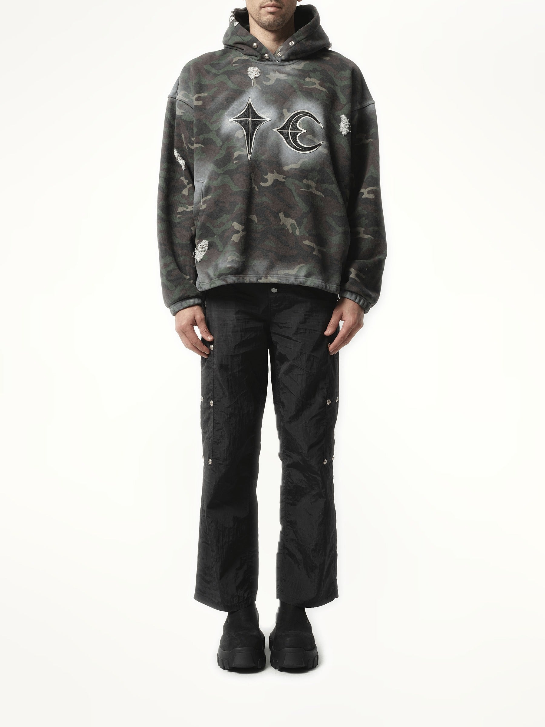 Thug Club Sprayed Camoflage Rock Hoodie in Camo