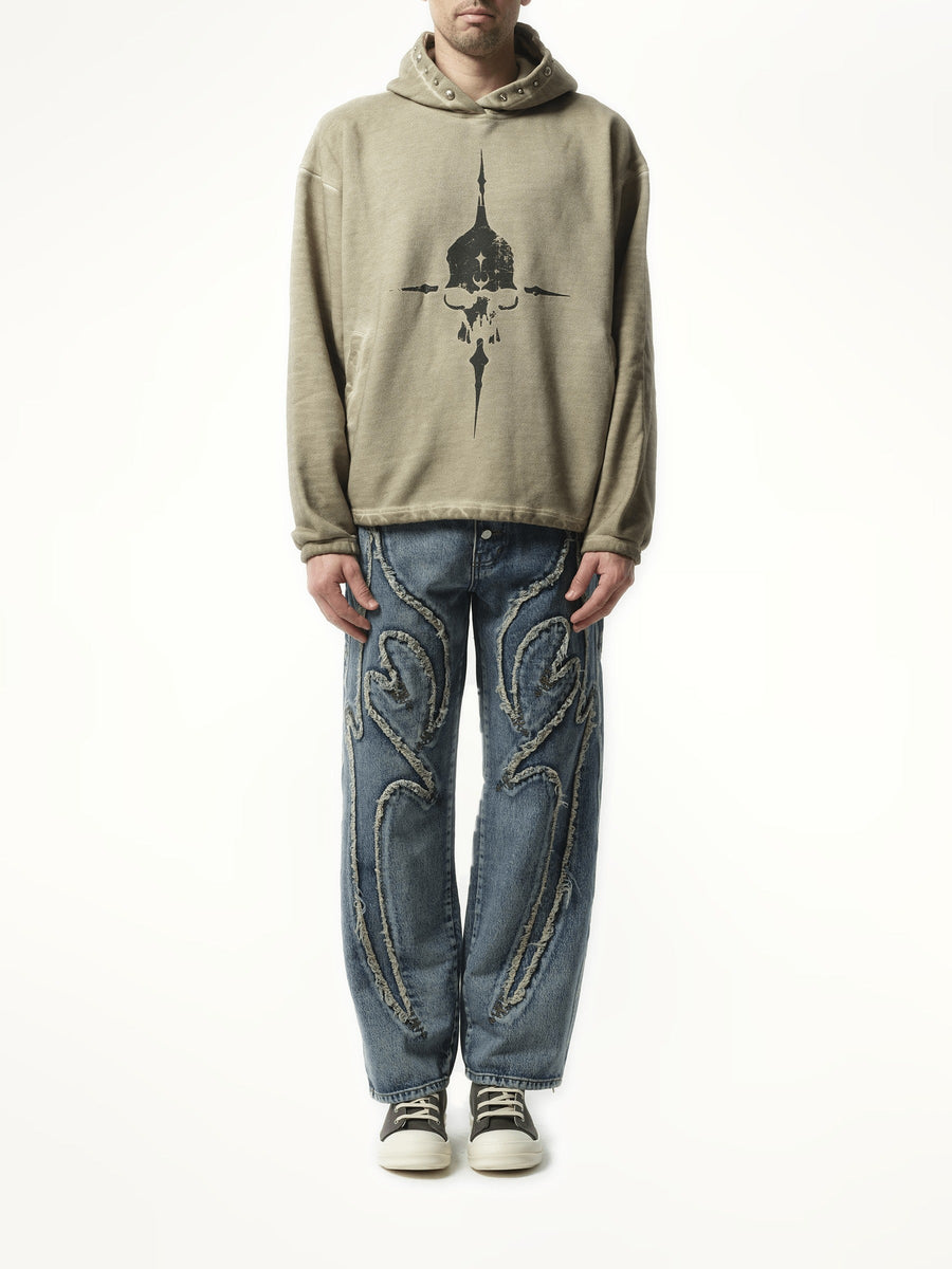 Thug Club Peace Stud Hoodie in Beige