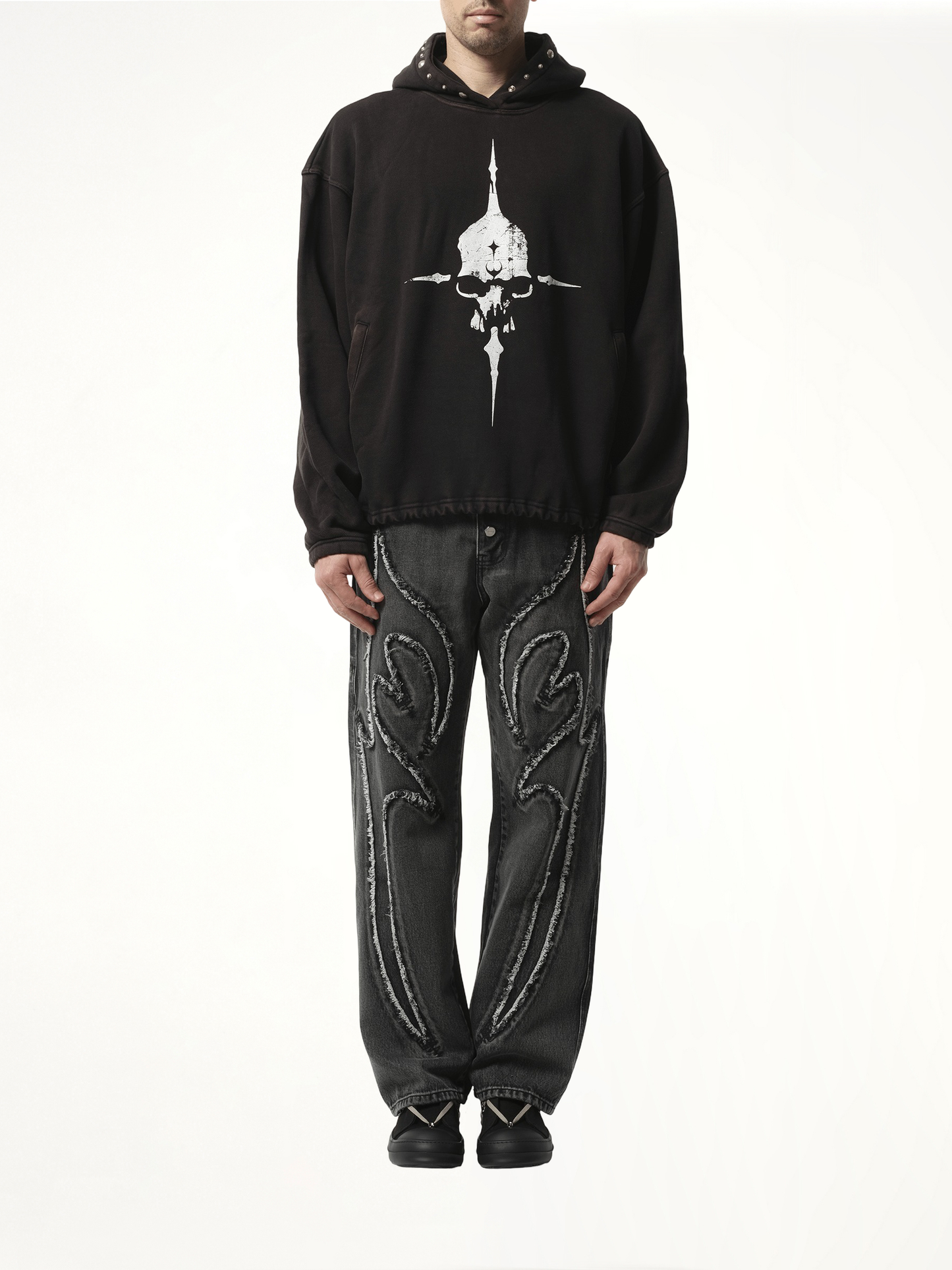 Peace Stud Hoodie in Black