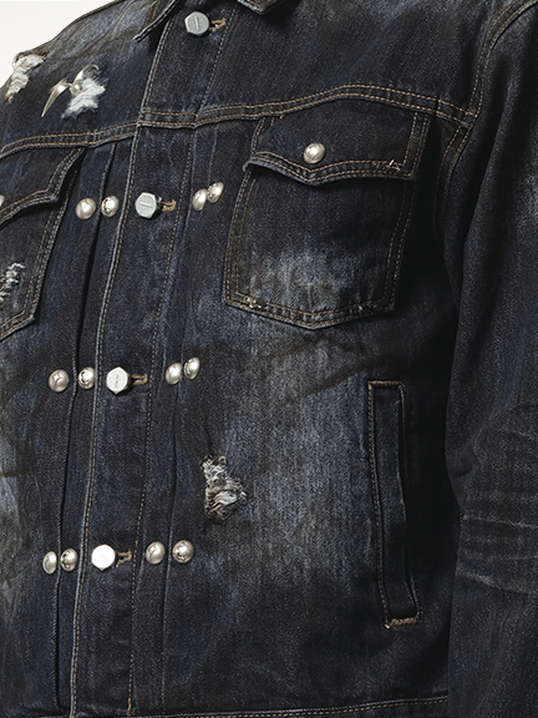 Burn Down Denim Jacket in Blue