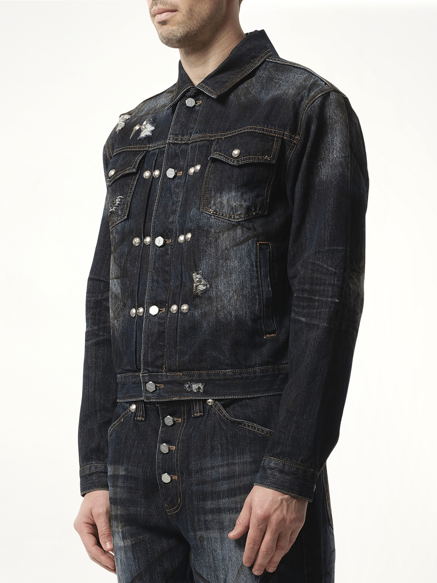 Burn Down Denim Jacket in Blue