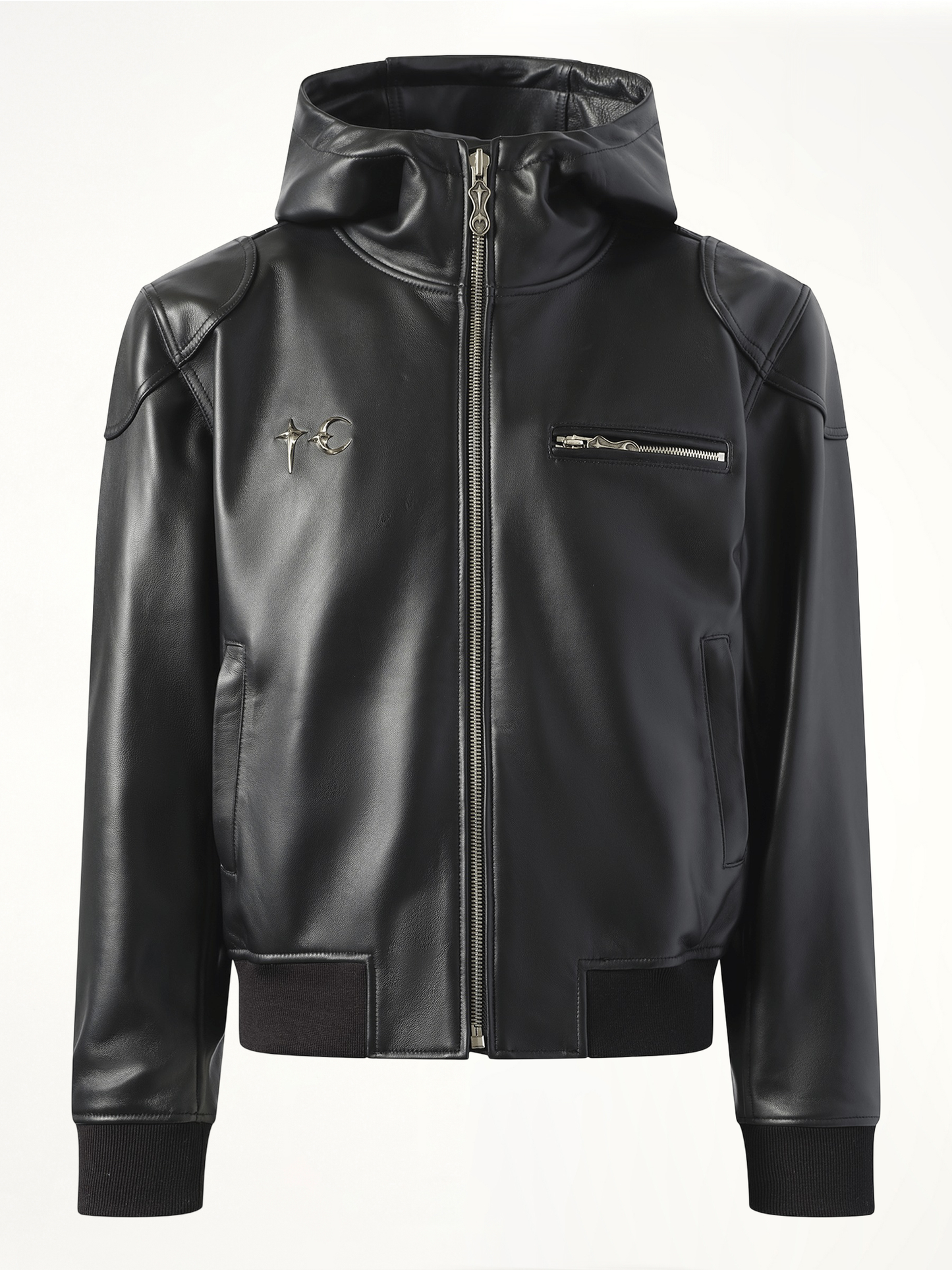 Slim Rock Leather Jacket in Black