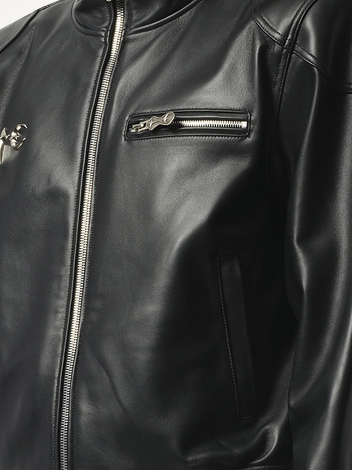 Slim Rock Leather Jacket in Black