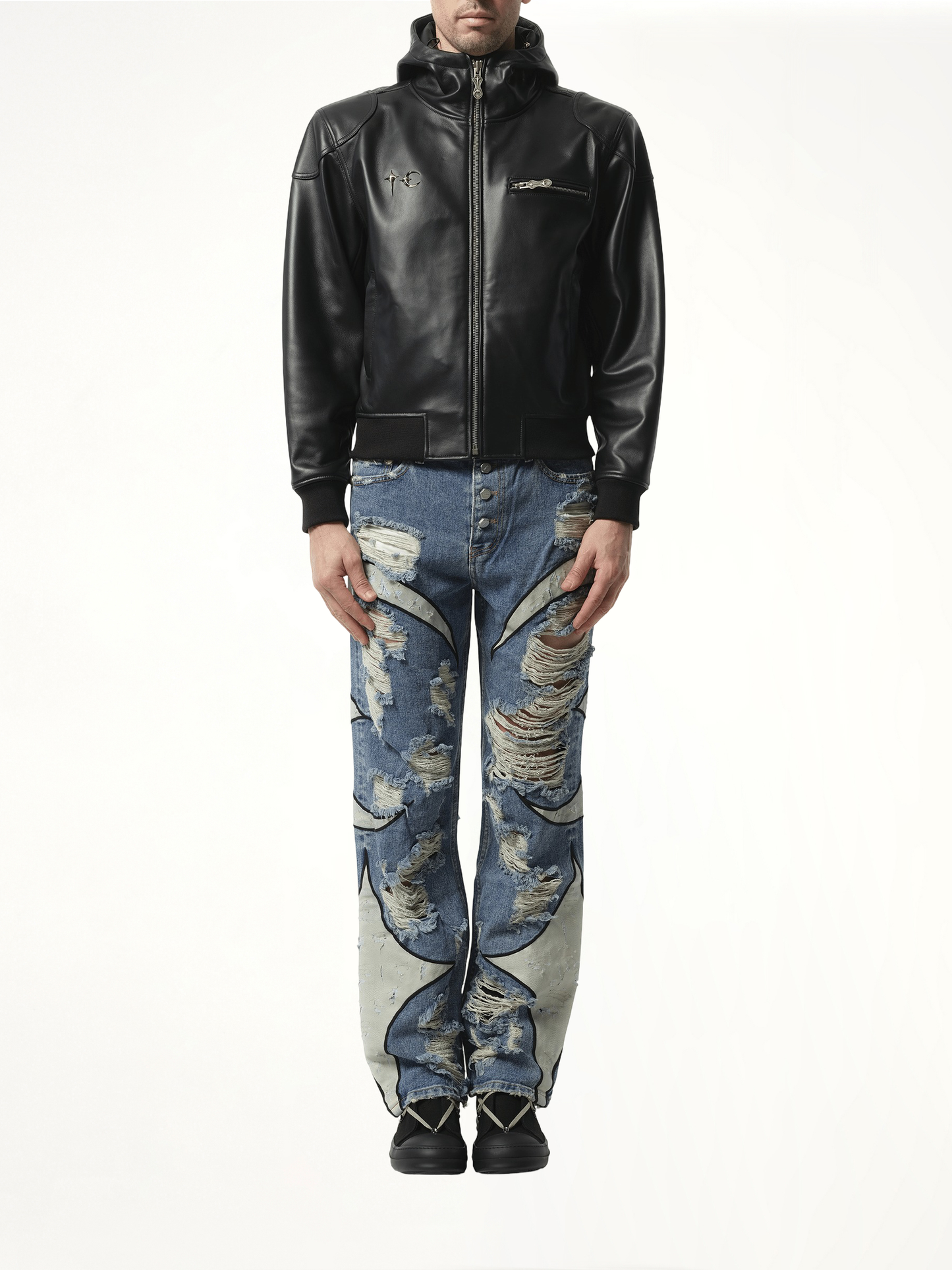 Slim Rock Leather Jacket in Black