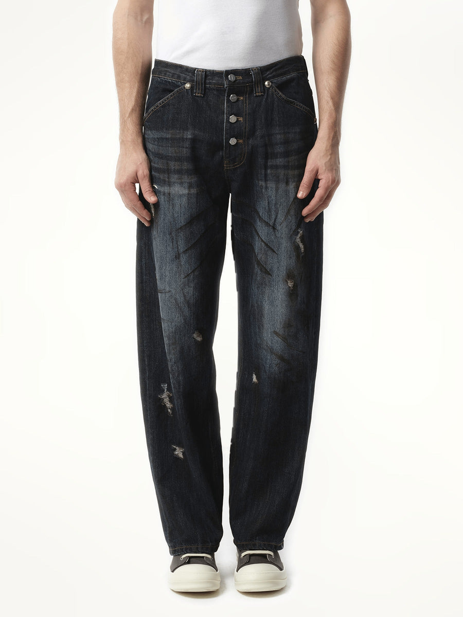 Thug Club Burn Down Denim Pants in Blue