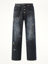 Thug Club Burn Down Denim Pants in Blue