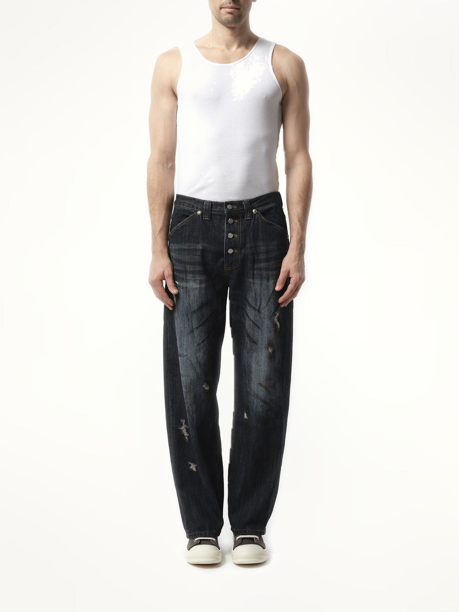 Thug Club Burn Down Denim Pants in Blue