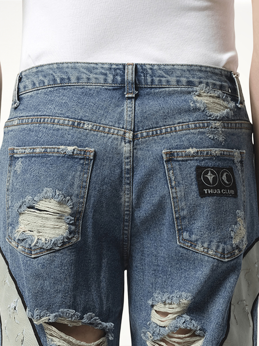 TC Leather Washing Denim Pants War Ver in Blue