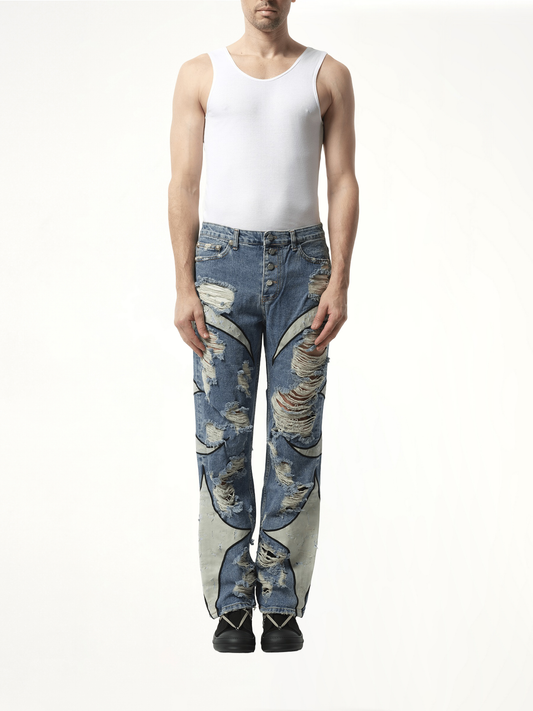 TC Leather Washing Denim Pants War Ver in Blue