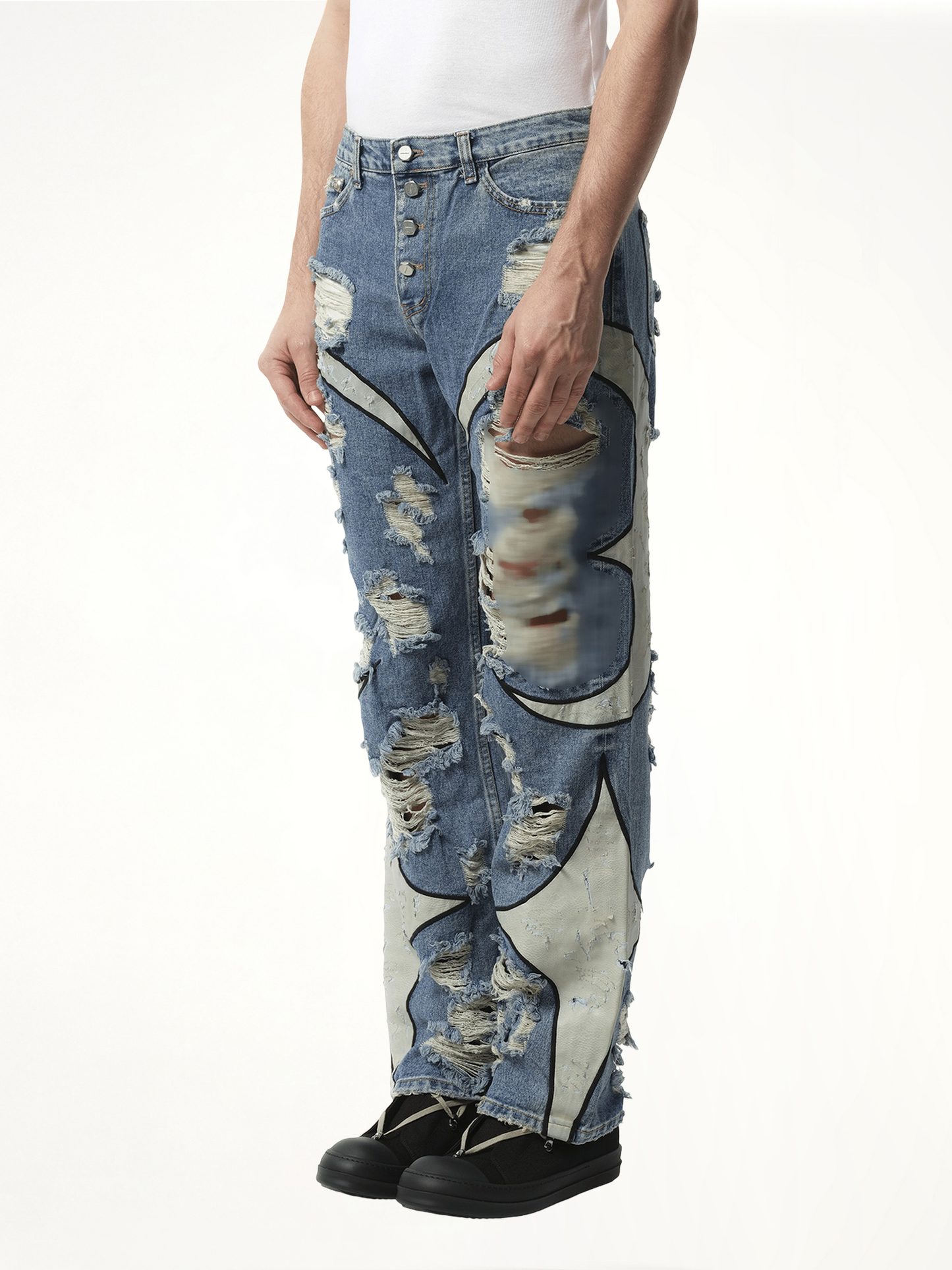 TC Leather Washing Denim Pants War Ver in Blue