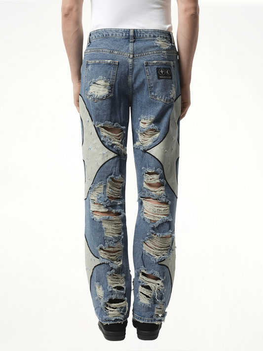 TC Leather Washing Denim Pants War Ver in Blue