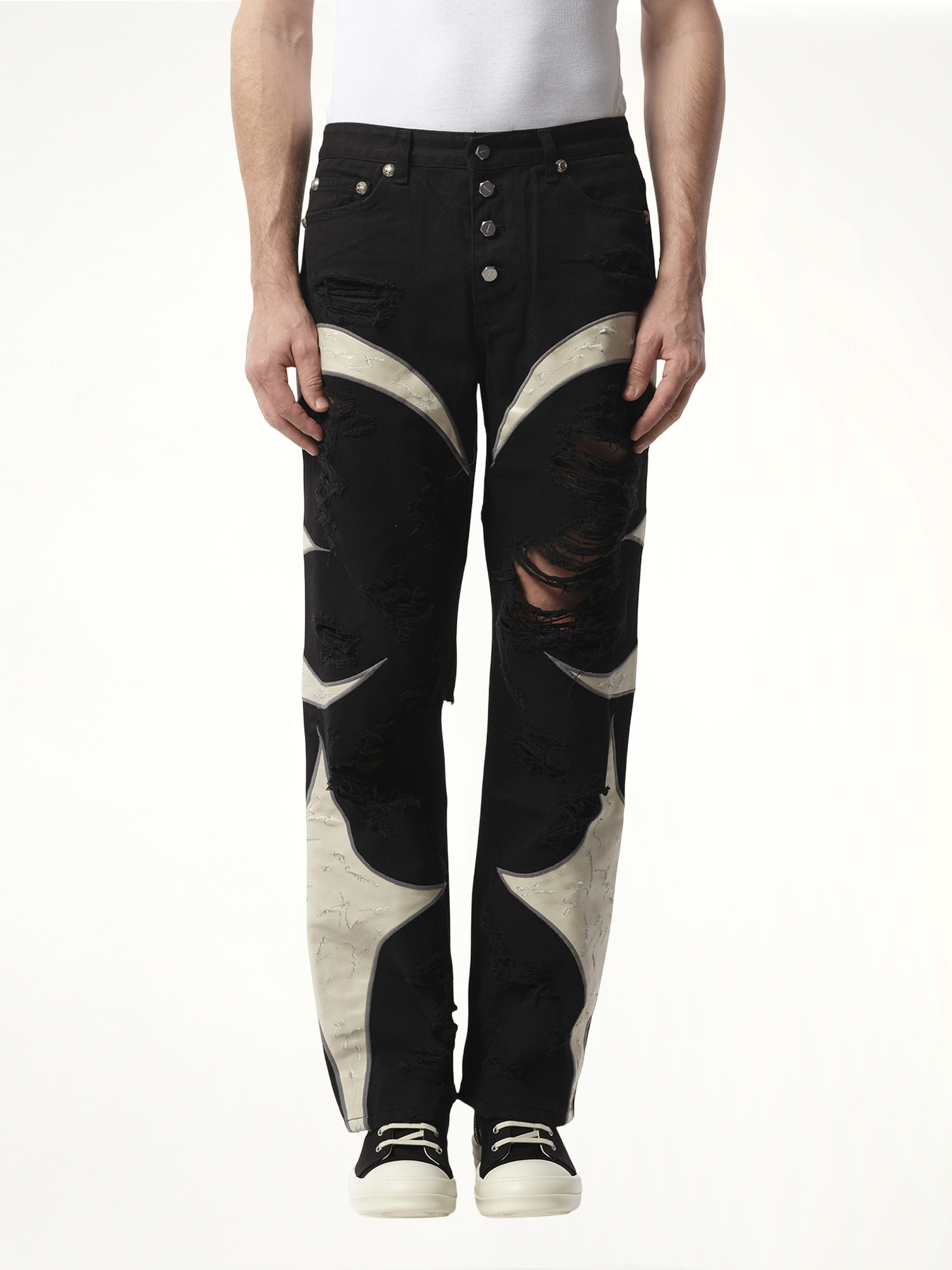 TC Leather Washing Denim Pants War Ver in Black