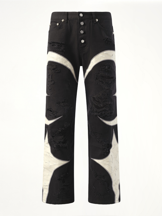 TC Leather Washing Denim Pants War Ver in Black