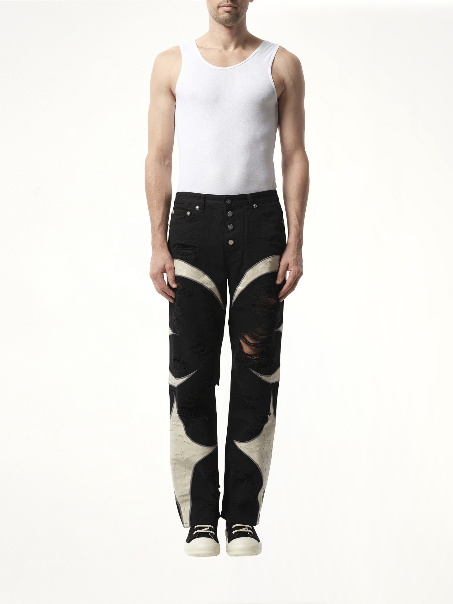 TC Leather Washing Denim Pants War Ver in Black