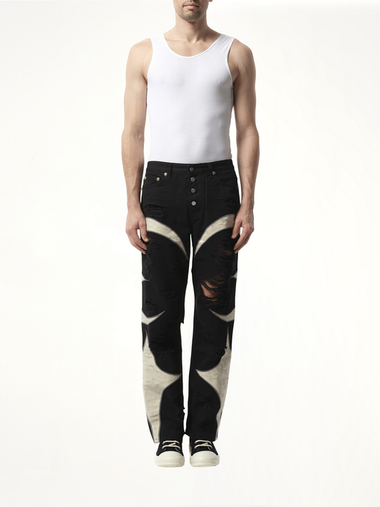 TC Leather Washing Denim Pants War Ver in Black