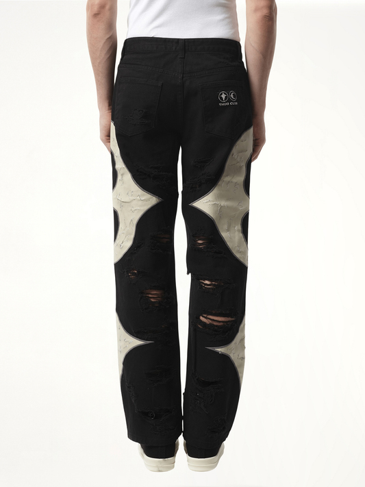 TC Leather Washing Denim Pants War Ver in Black