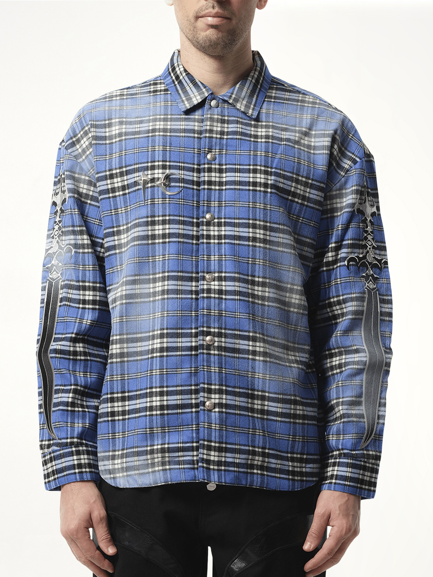 Arab Sword Flannel Shirt in Blue