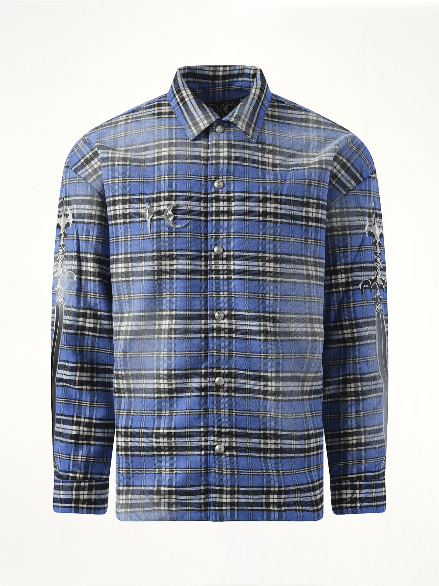 Arab Sword Flannel Shirt in Blue