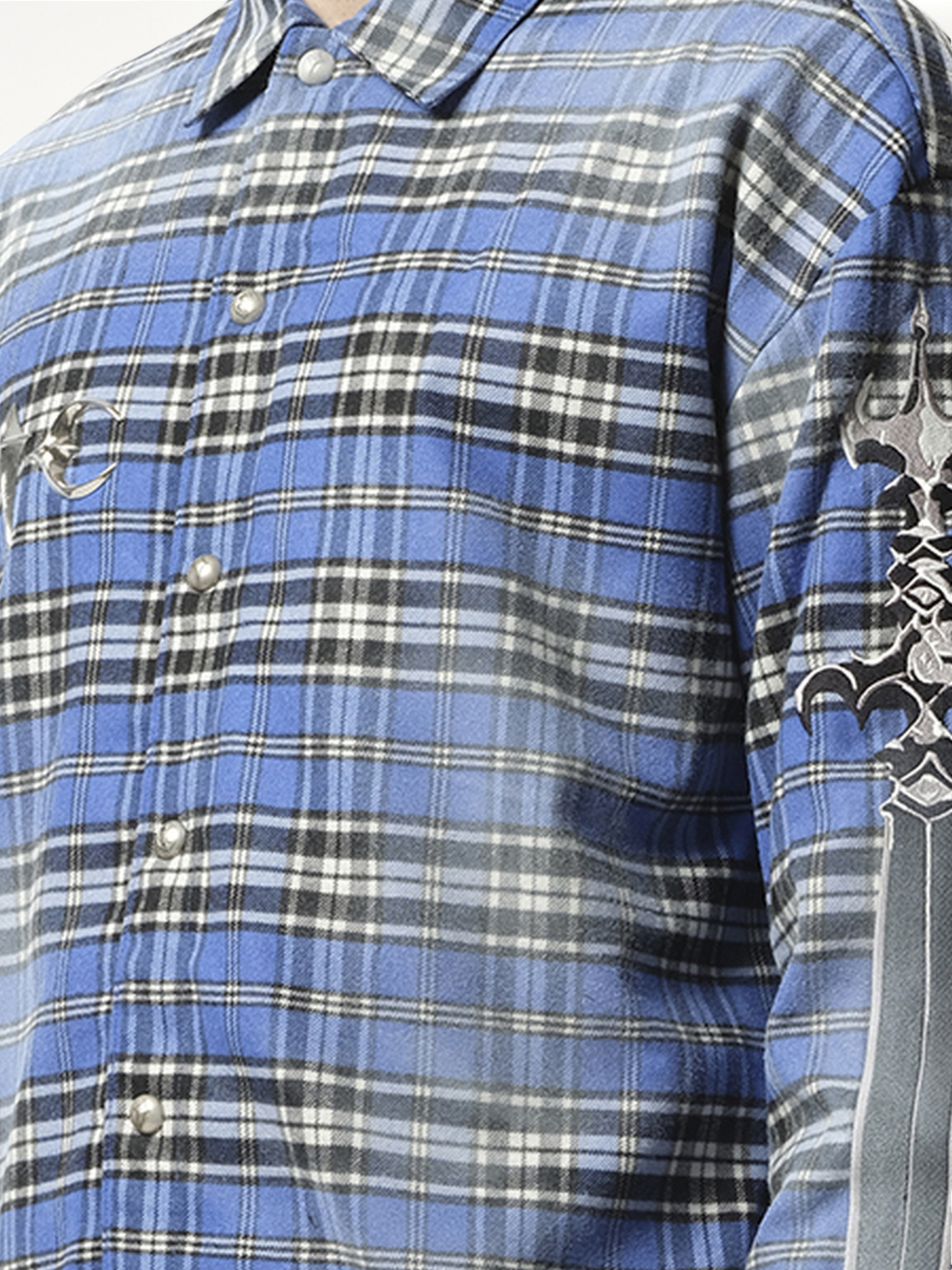 Arab Sword Flannel Shirt in Blue