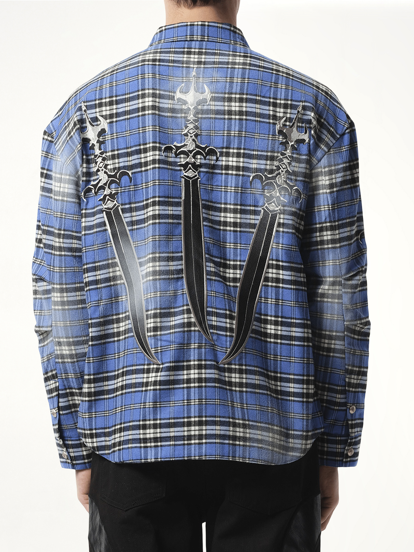 Arab Sword Flannel Shirt in Blue