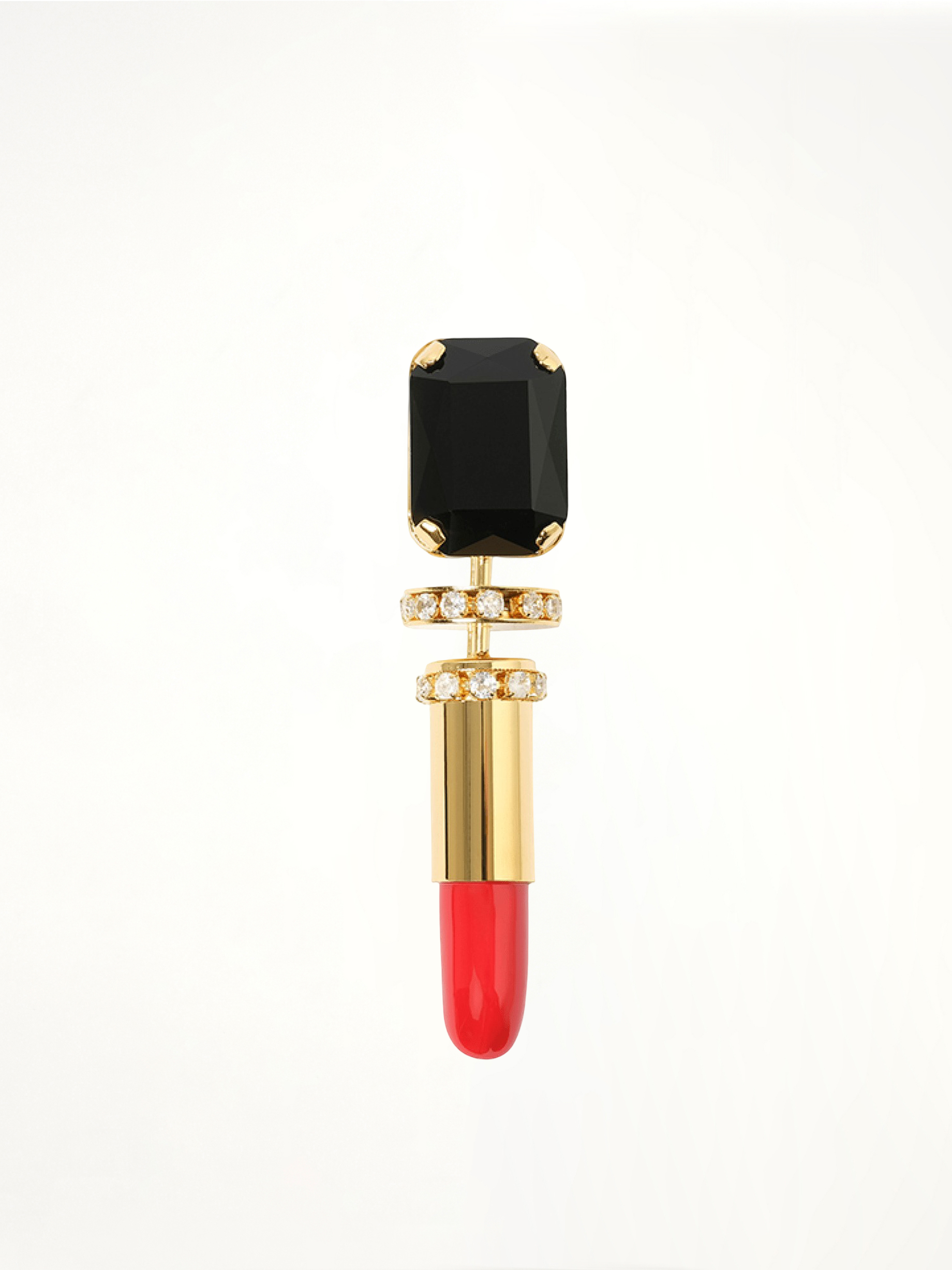 Lipstick Brooch in Black/Gold/Bright Red