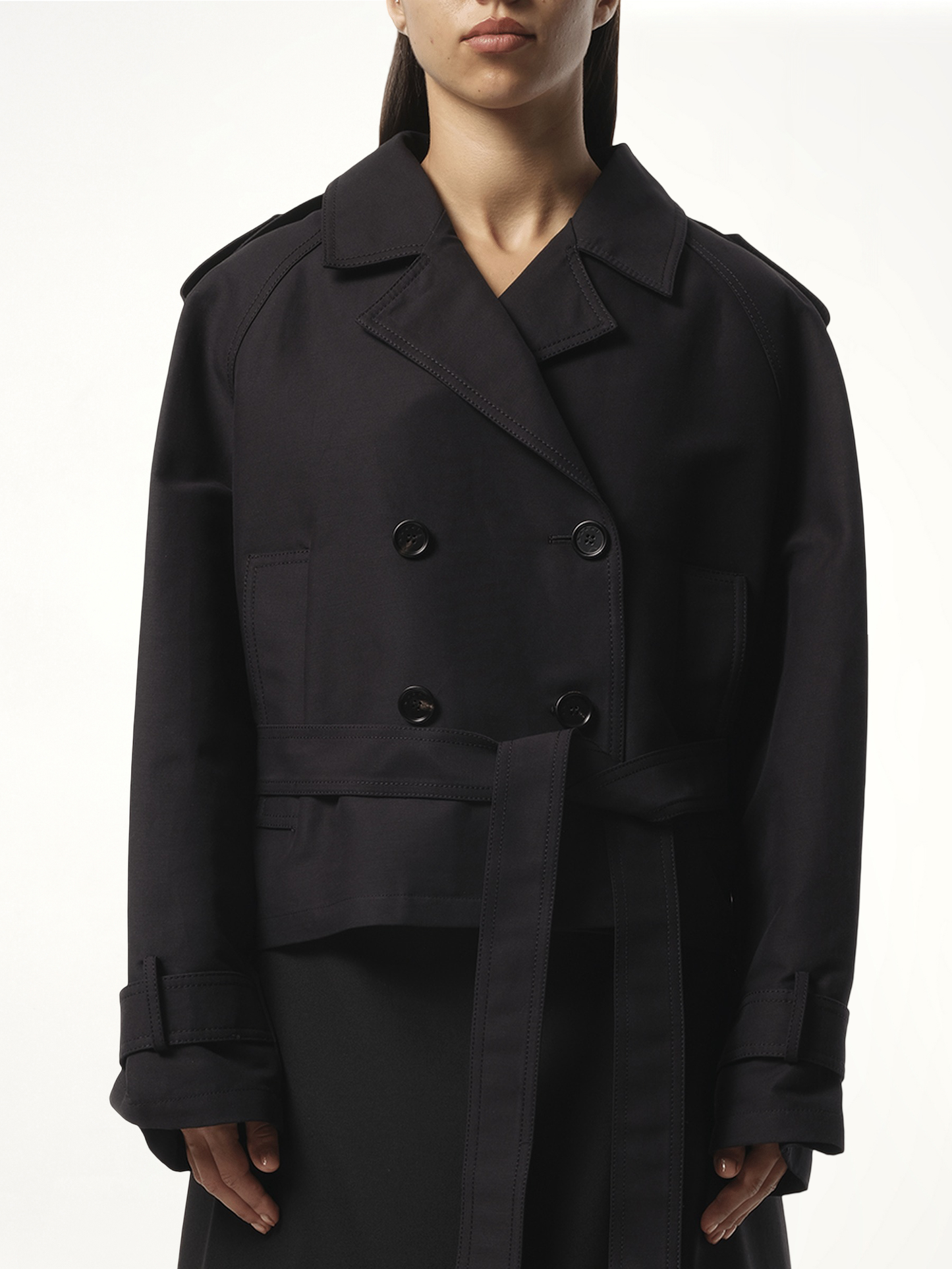 Short Trench Coat in Black