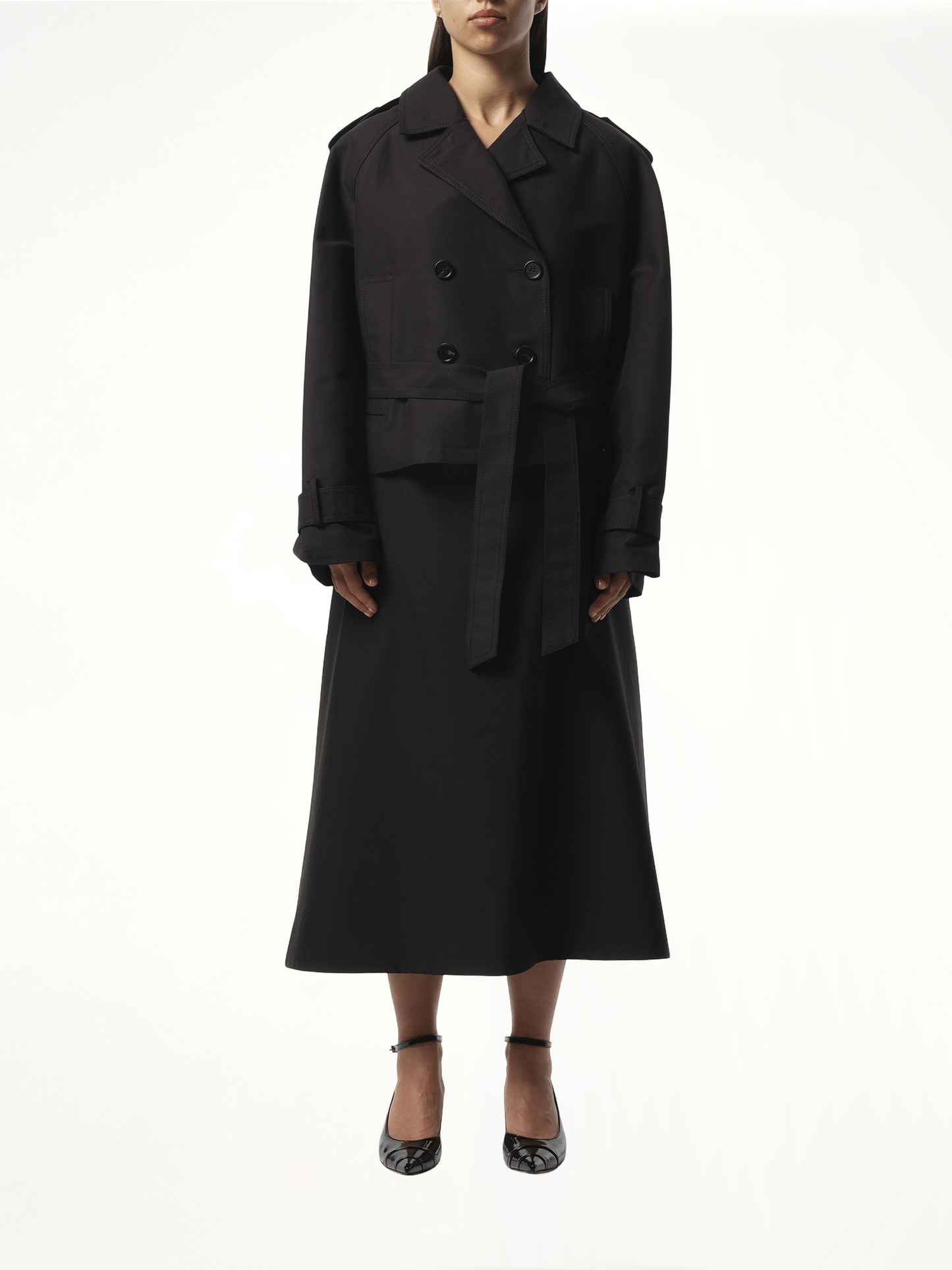Short Trench Coat in Black