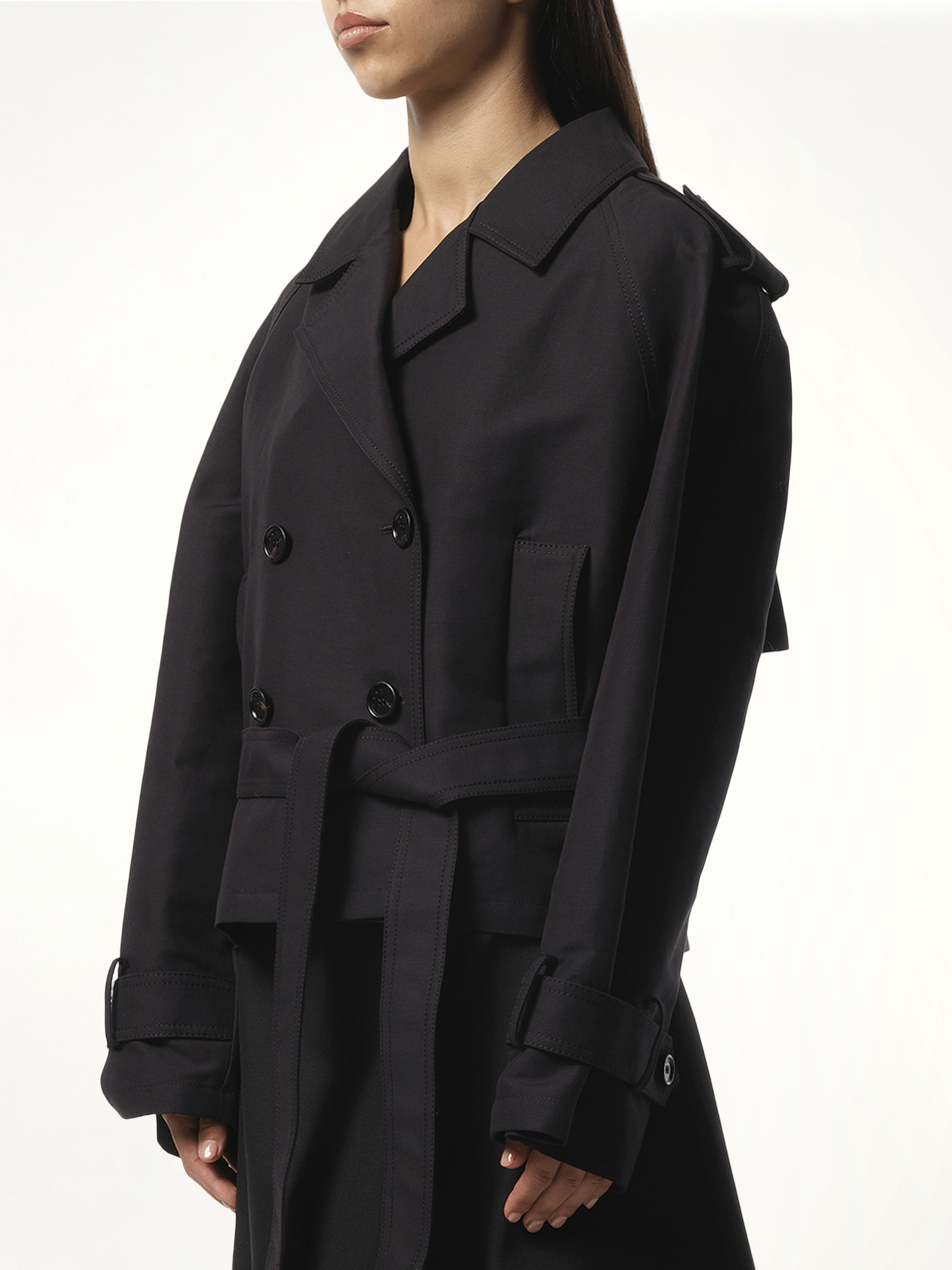 Short Trench Coat in Black
