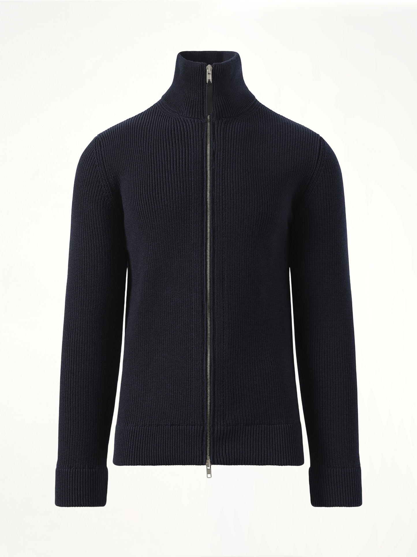 English Rib Zip Cardigan in Navy