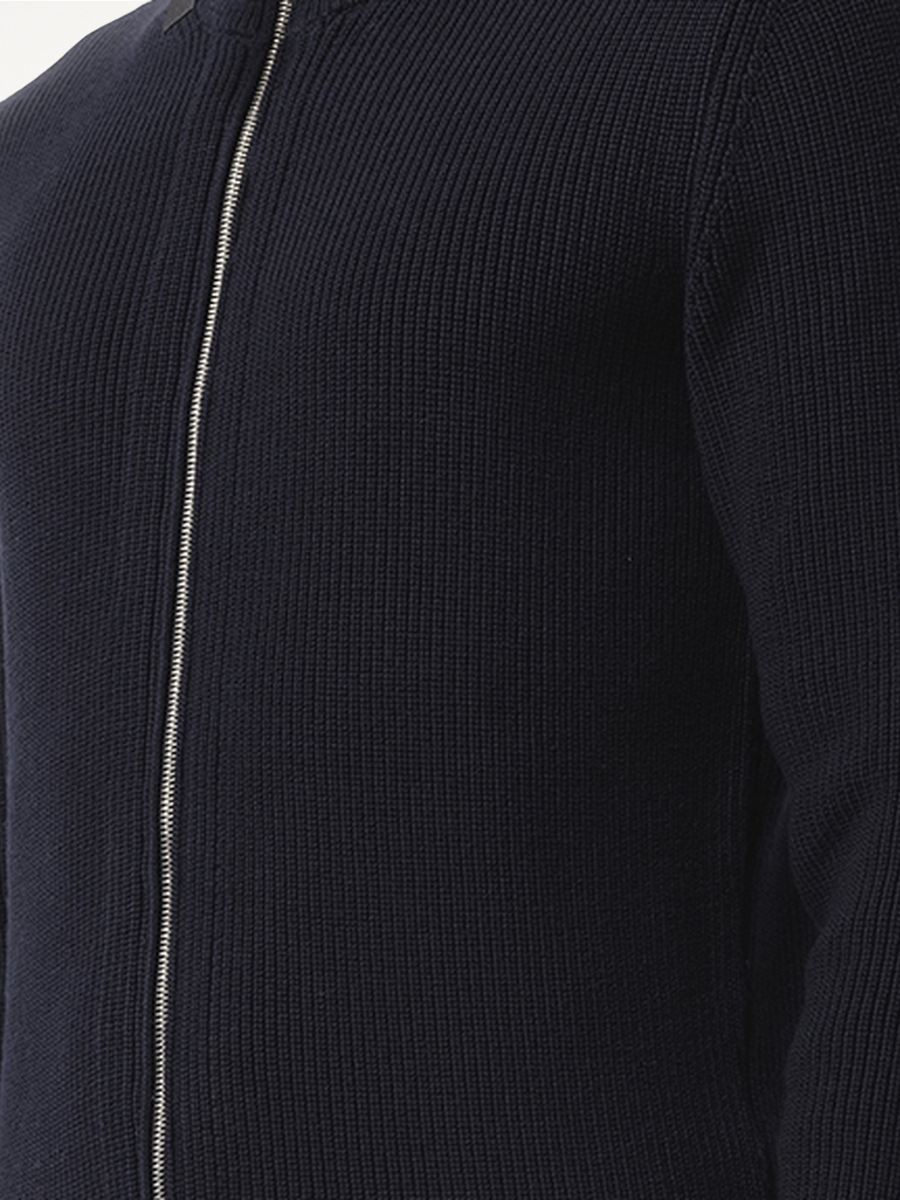 English Rib Zip Cardigan in Navy